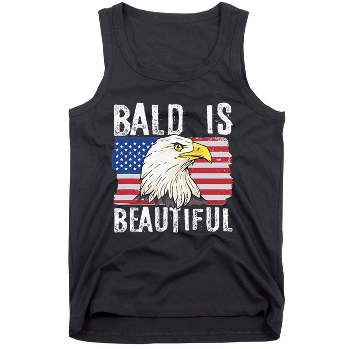 Bald Is Beautiful 4th of July Independence Day Bald Eagle Tank Top