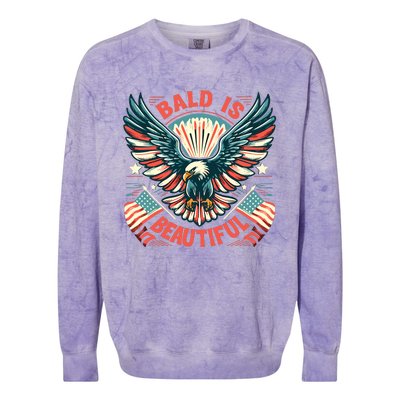 Bald Is Beautiful 4th Of July Independence Day America Eagle Colorblast Crewneck Sweatshirt