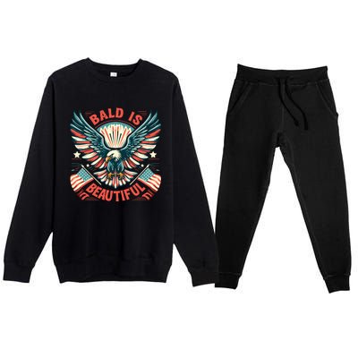 Bald Is Beautiful 4th Of July Independence Day America Eagle Premium Crewneck Sweatsuit Set