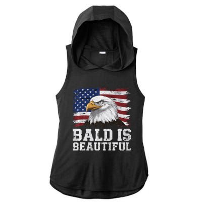 Bald Is Beautiful 4th Of July Independence Day Bald Eagle Premium Ladies PosiCharge Tri-Blend Wicking Draft Hoodie Tank