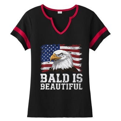 Bald Is Beautiful 4th Of July Independence Day Bald Eagle Premium Ladies Halftime Notch Neck Tee