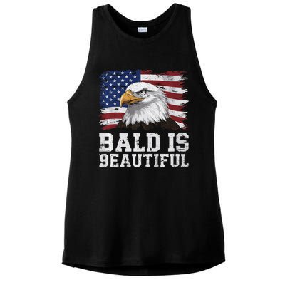 Bald Is Beautiful 4th Of July Independence Day Bald Eagle Premium Ladies PosiCharge Tri-Blend Wicking Tank