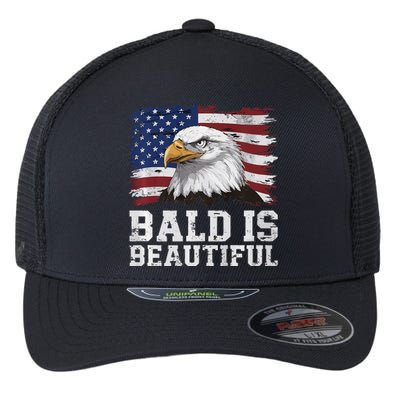 Bald Is Beautiful 4th Of July Independence Day Bald Eagle Premium Flexfit Unipanel Trucker Cap