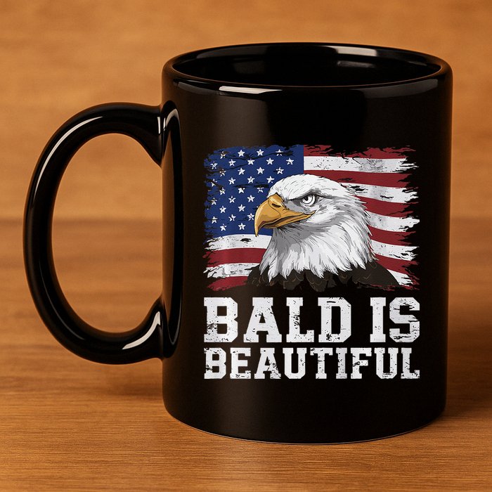 Bald Is Beautiful 4th Of July Independence Day Bald Eagle Premium 11oz C Handle Ceramic Mug