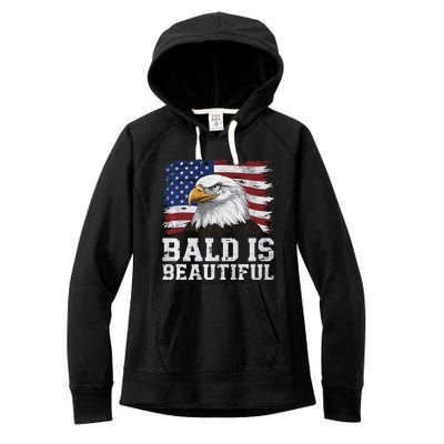 Bald Is Beautiful 4th Of July Independence Day Bald Eagle Premium Women's Fleece Hoodie