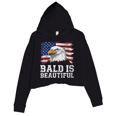 Bald Is Beautiful 4th Of July Independence Day Bald Eagle Premium Crop Fleece Hoodie