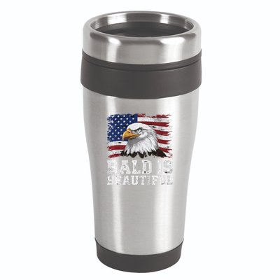 Bald Is Beautiful 4th Of July Independence Day Bald Eagle Premium 16oz Travel Tumbler