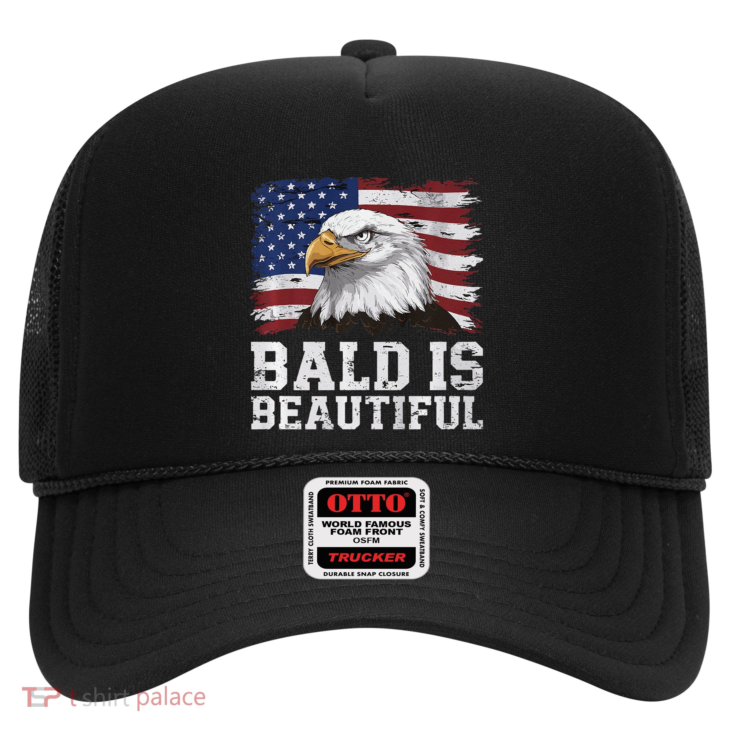 Bald Is Beautiful 4th Of July Independence Day Bald Eagle Premium Trucker Hat
