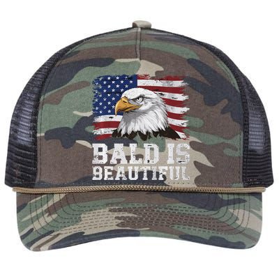 Bald Is Beautiful 4th Of July Independence Day Bald Eagle Premium Retro Rope Trucker Hat Cap