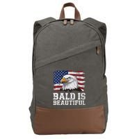 Bald Is Beautiful 4th Of July Independence Day Bald Eagle Premium Cotton Canvas Backpack