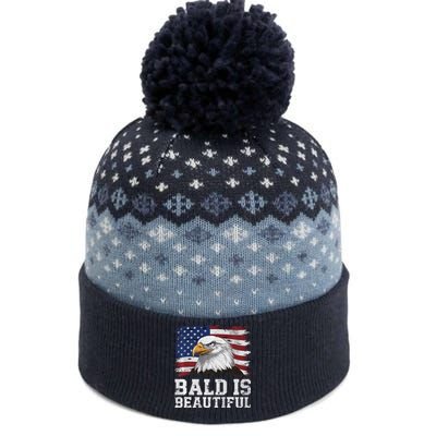 Bald Is Beautiful 4th Of July Independence Day Bald Eagle Premium The Baniff Cuffed Pom Beanie