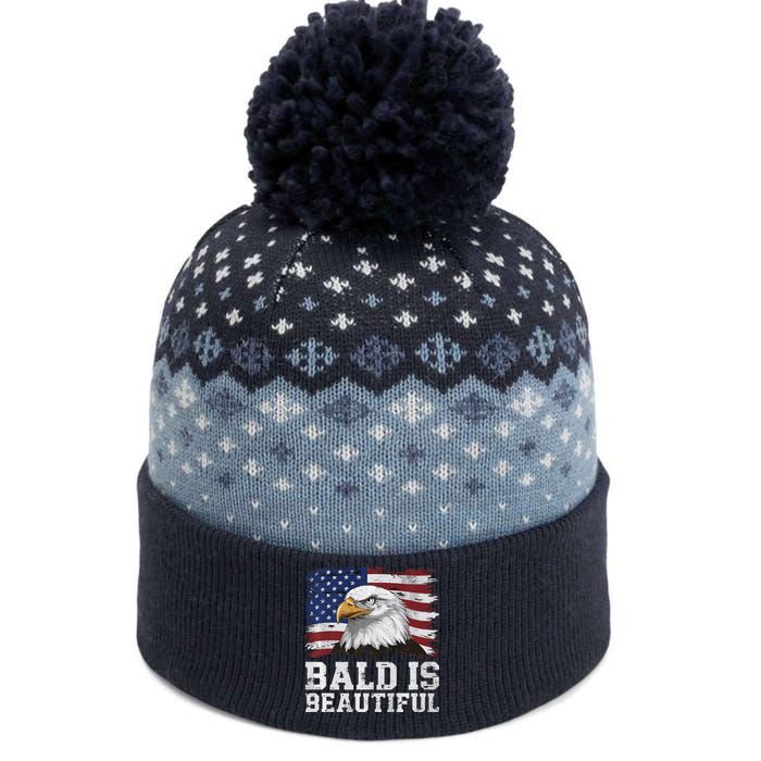 Bald Is Beautiful 4th Of July Independence Day Bald Eagle Premium The Baniff Cuffed Pom Beanie