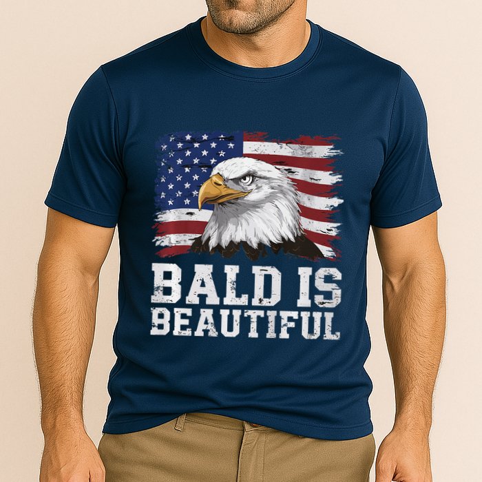 Bald Is Beautiful 4th Of July Independence Day Bald Eagle Premium Cooling Performance Crew T-Shirt