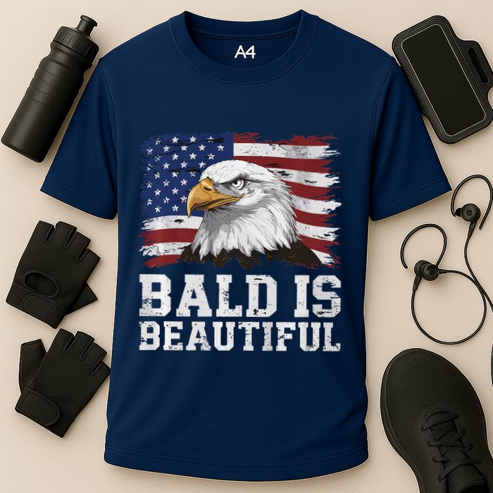 Bald Is Beautiful 4th Of July Independence Day Bald Eagle Premium Cooling Performance Crew T-Shirt