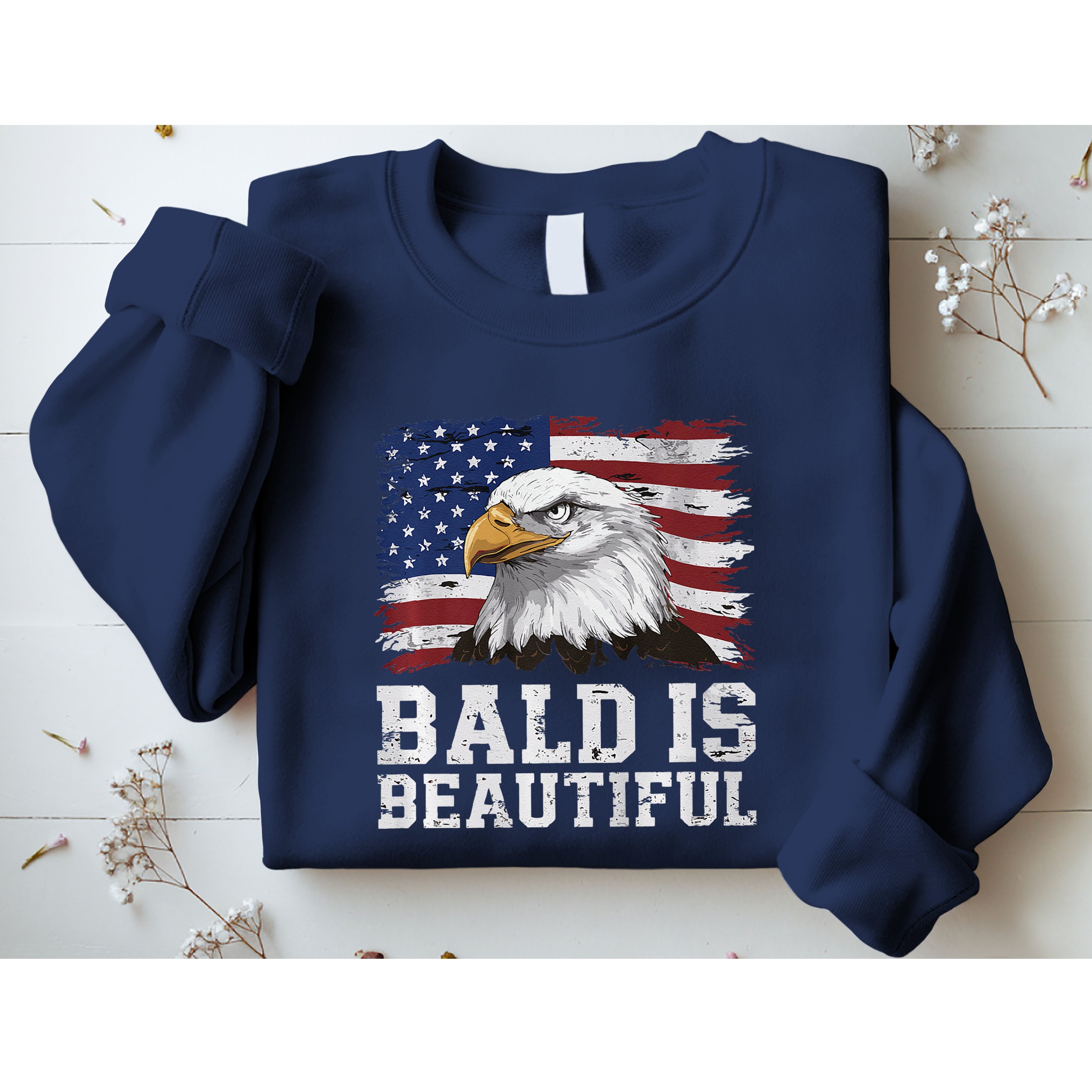 Bald Is Beautiful 4th Of July Independence Day Bald Eagle Premium Sweatshirt