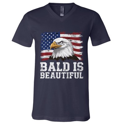 Bald Is Beautiful 4th Of July Independence Day Bald Eagle Premium V-Neck T-Shirt