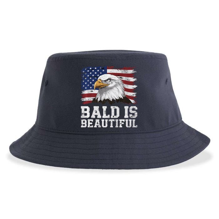 Bald Is Beautiful 4th Of July Independence Day Bald Eagle Premium Sustainable Bucket Hat