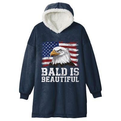 Bald Is Beautiful 4th Of July Independence Day Bald Eagle Premium Hooded Wearable Blanket