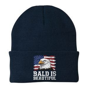 Bald Is Beautiful 4th Of July Independence Day Bald Eagle Premium Knit Cap Winter Beanie