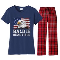 Bald Is Beautiful 4th Of July Independence Day Bald Eagle Premium Women's Flannel Pajama Set