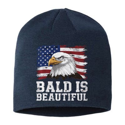 Bald Is Beautiful 4th Of July Independence Day Bald Eagle Premium Sustainable Beanie