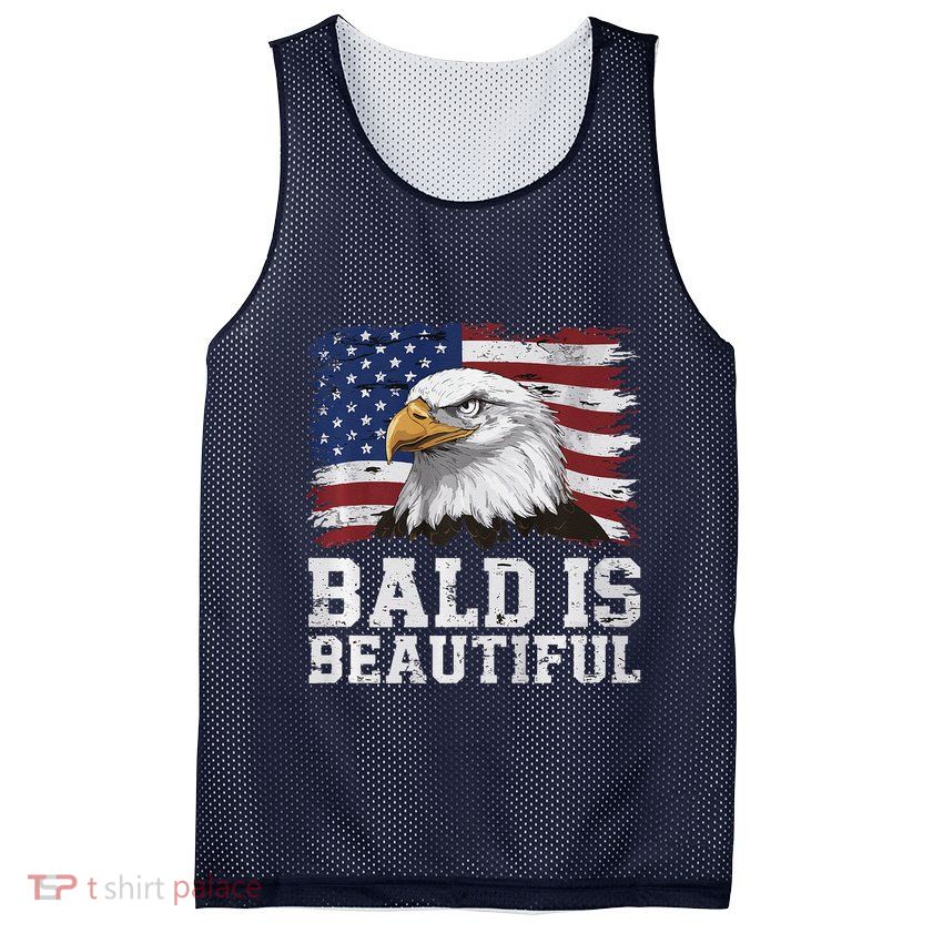 Bald Is Beautiful 4th Of July Independence Day Bald Eagle Premium Mesh Reversible Basketball Jersey Tank