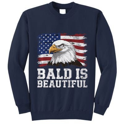Bald Is Beautiful 4th Of July Independence Day Bald Eagle Premium Tall Sweatshirt