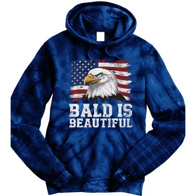 Bald Is Beautiful 4th Of July Independence Day Bald Eagle Premium Tie Dye Hoodie