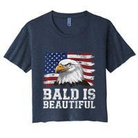 Bald Is Beautiful 4th Of July Independence Day Bald Eagle Premium Women's Crop Top Tee