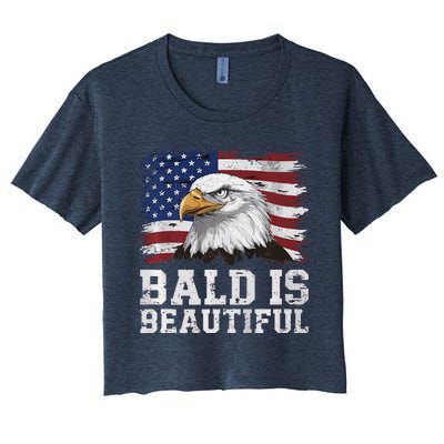 Bald Is Beautiful 4th Of July Independence Day Bald Eagle Premium Women's Crop Top Tee