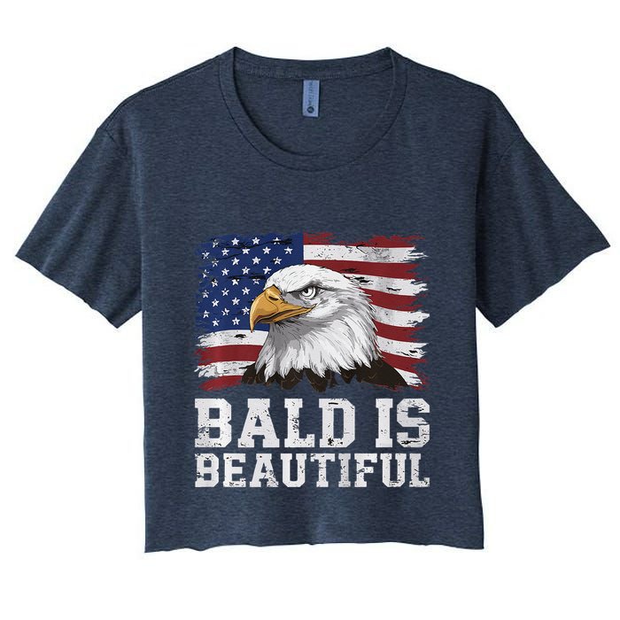 Bald Is Beautiful 4th Of July Independence Day Bald Eagle Premium Women's Crop Top Tee