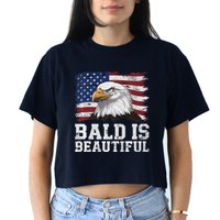 Bald Is Beautiful 4th Of July Independence Day Bald Eagle Premium Women's Crop Top Tee