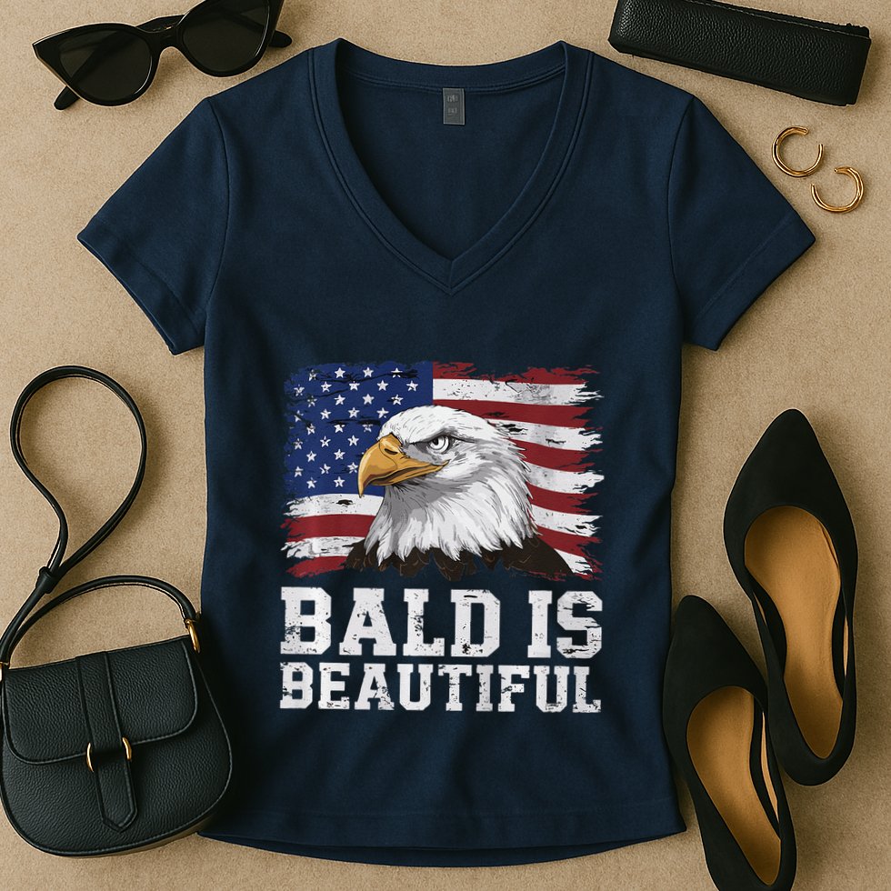 Bald Is Beautiful 4th Of July Independence Day Bald Eagle Premium Women's V-Neck T-Shirt