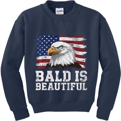 Bald Is Beautiful 4th Of July Independence Day Bald Eagle Premium Kids Sweatshirt