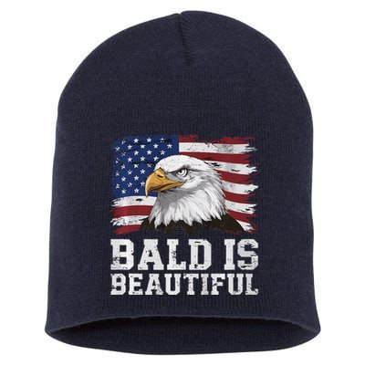 Bald Is Beautiful 4th Of July Independence Day Bald Eagle Premium Short Acrylic Beanie
