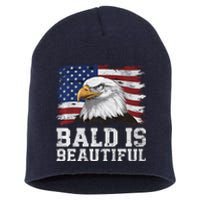 Bald Is Beautiful 4th Of July Independence Day Bald Eagle Premium Short Acrylic Beanie