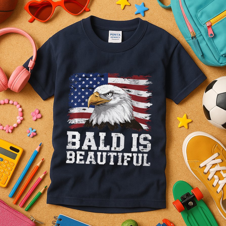 Bald Is Beautiful 4th Of July Independence Day Bald Eagle Premium Kids T-Shirt