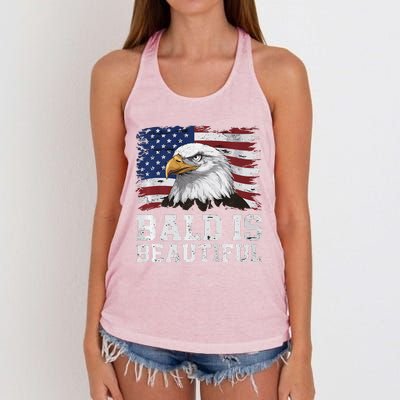 Bald Is Beautiful 4th Of July Independence Day Bald Eagle Premium Women's Knotted Racerback Tank