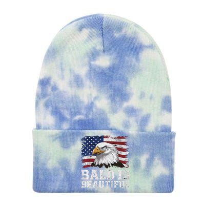 Bald Is Beautiful 4th Of July Independence Day Bald Eagle Premium Tie Dye 12in Knit Beanie