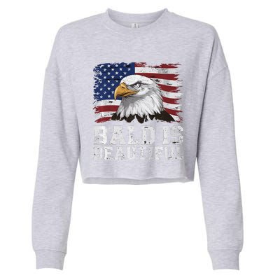 Bald Is Beautiful 4th Of July Independence Day Bald Eagle Premium Cropped Pullover Crew