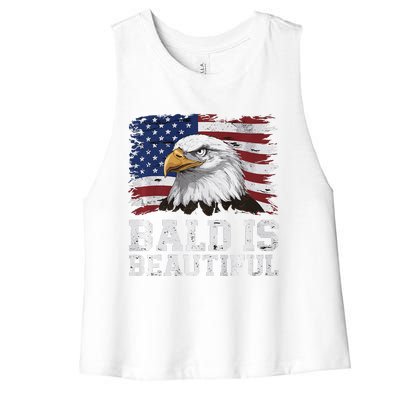 Bald Is Beautiful 4th Of July Independence Day Bald Eagle Premium Women's Racerback Cropped Tank