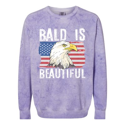 Bald Is Beautiful 4th Of July Independence Day Bald Eagle Colorblast Crewneck Sweatshirt