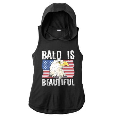 Bald Is Beautiful 4th Of July Independence Day Bald Eagle Ladies PosiCharge Tri-Blend Wicking Draft Hoodie Tank