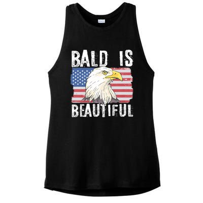 Bald Is Beautiful 4th Of July Independence Day Bald Eagle Ladies PosiCharge Tri-Blend Wicking Tank