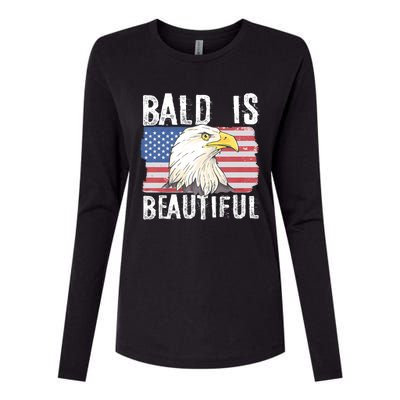 Bald Is Beautiful 4th Of July Independence Day Bald Eagle Womens Cotton Relaxed Long Sleeve T-Shirt