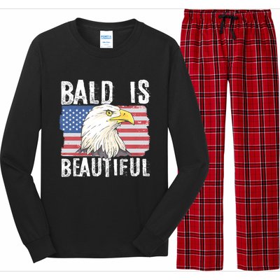 Bald Is Beautiful 4th Of July Independence Day Bald Eagle Long Sleeve Pajama Set