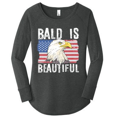 Bald Is Beautiful 4th Of July Independence Day Bald Eagle Women's Perfect Tri Tunic Long Sleeve Shirt