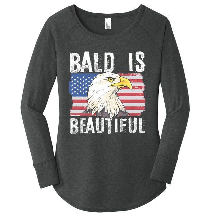 Bald Is Beautiful 4th Of July Independence Day Bald Eagle Women's Perfect Tri Tunic Long Sleeve Shirt