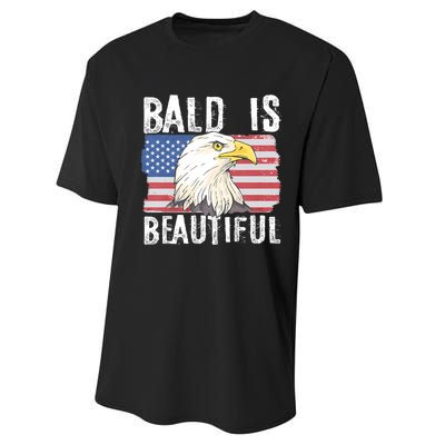 Bald Is Beautiful 4th Of July Independence Day Bald Eagle Performance Sprint T-Shirt