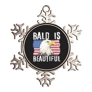 Bald Is Beautiful 4th Of July Independence Day Bald Eagle Metallic Star Ornament